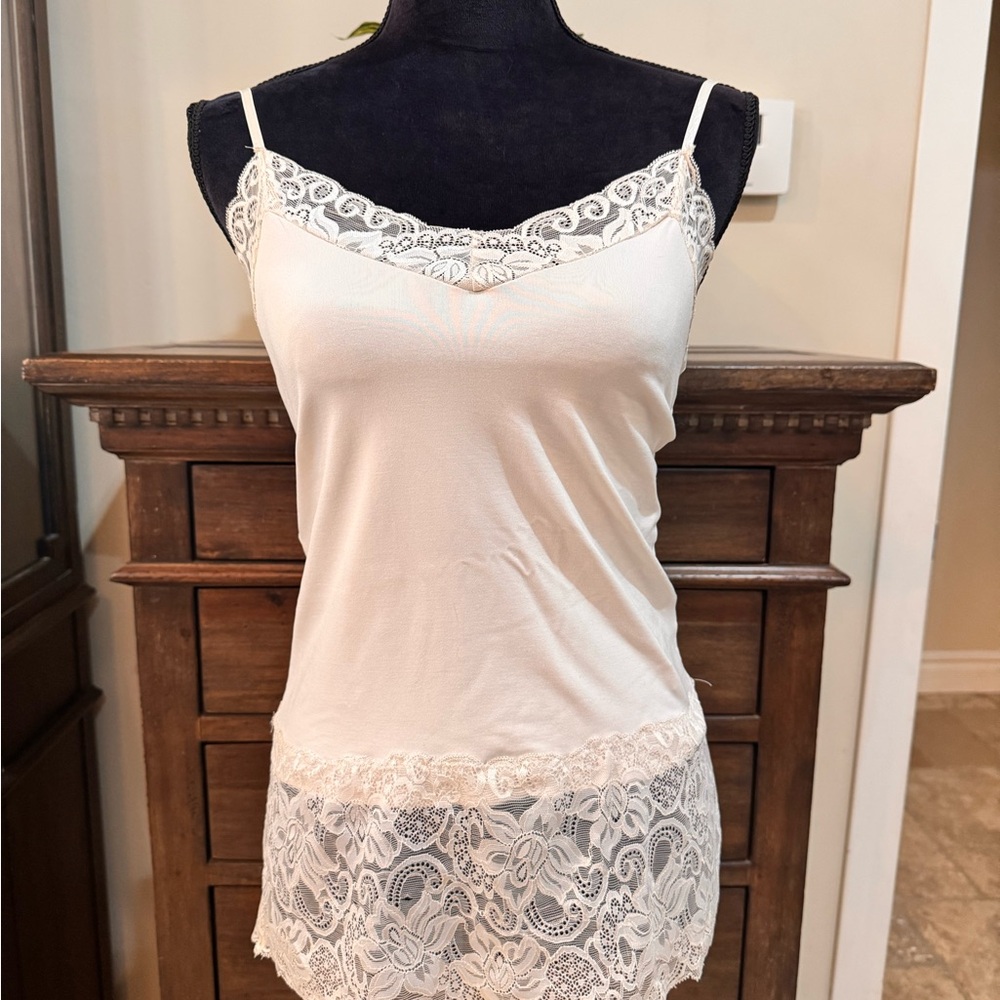 Cream Lace Trim Cami Top
